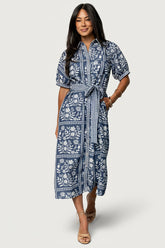 Karla Midi Dress | Baltic Born Deep Slate + White Floral