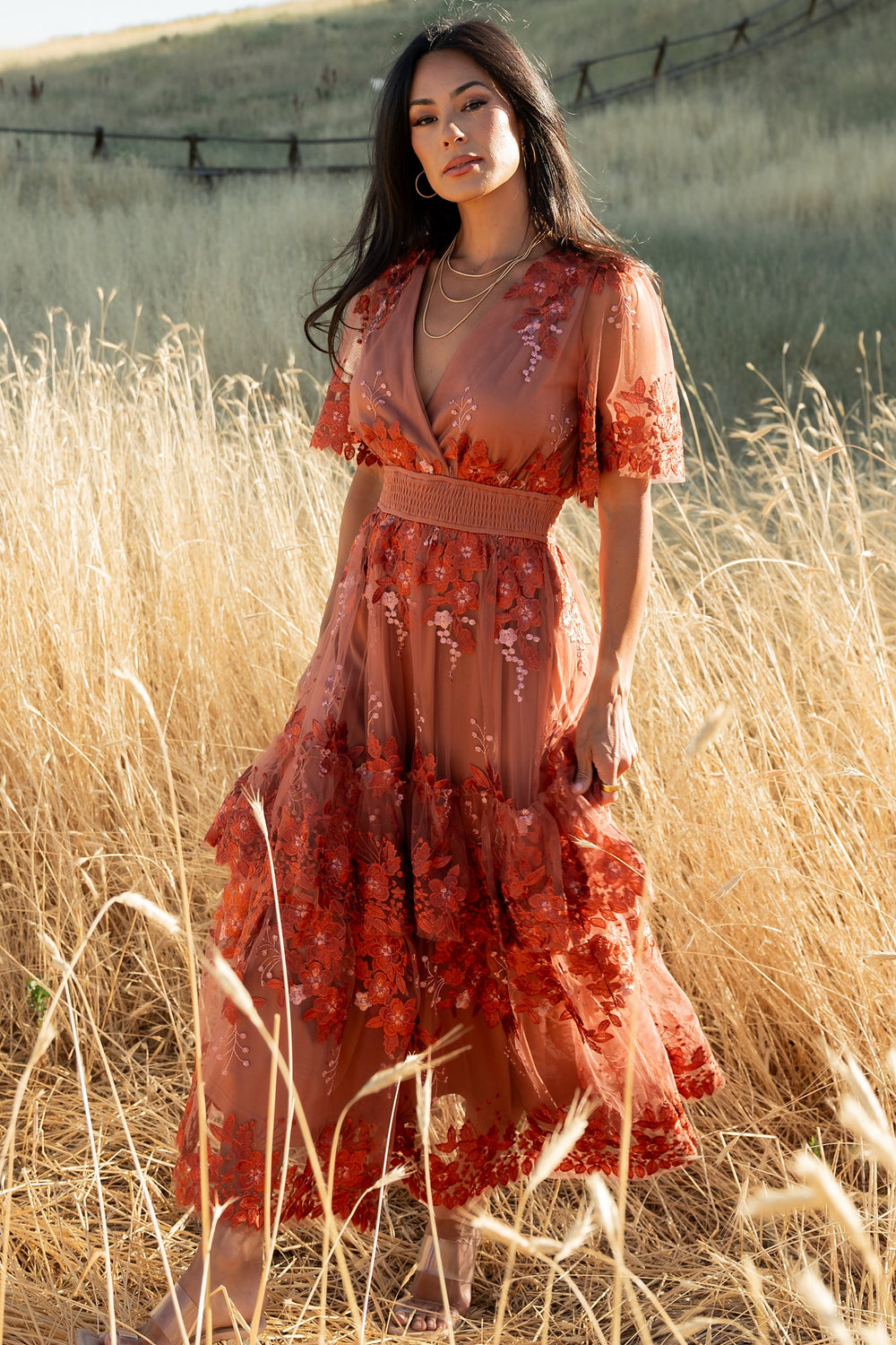 Lotte Embroidered Midi Dress | Baltic Born Rust