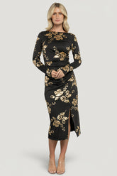 Valeria Midi Dress | Baltic Born Black + Gold