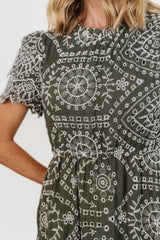 Mirabel Eyelet Midi Dress | Baltic Born Olive + White
