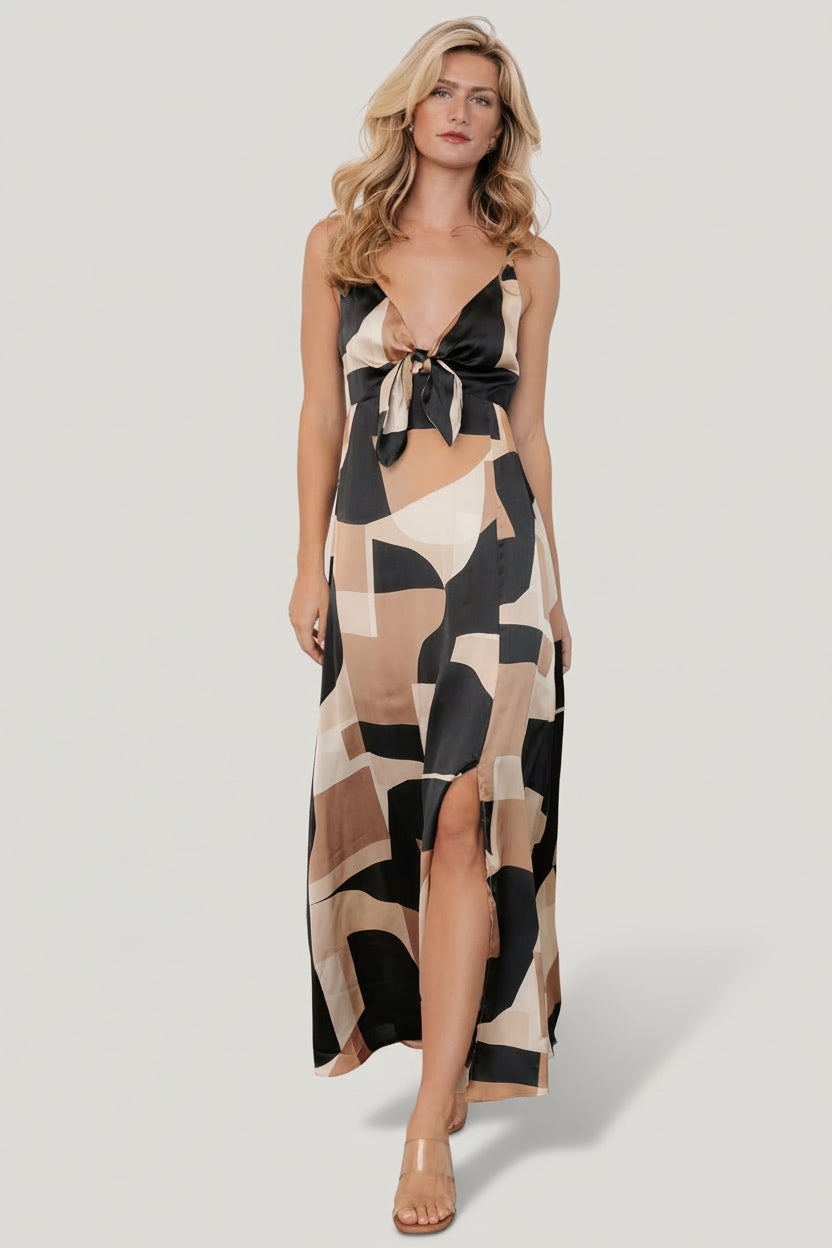 Xanthe Slip Dress | Baltic Born Midnight + Taupe Print
