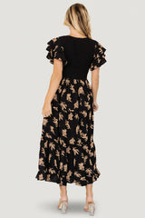 Estelle Smocked Midi Dress | Baltic Born Black + Tan Print