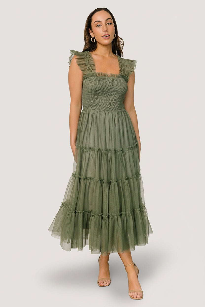 Emma Smocked Tulle Dress | Baltic Born Sage