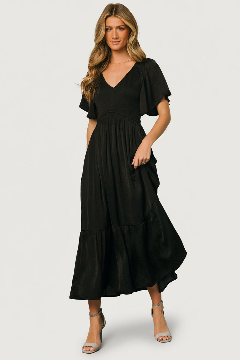 Lovell Smocked Midi Dress | Baltic Born Black