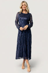 Kalla Sequin Midi Dress | Baltic Born Navy
