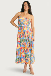Solana Strapless Midi Dress | Baltic Born Blue Multi