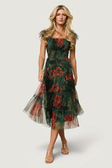 Clementine Tulle Midi Dress | Baltic Born Dark Green Floral