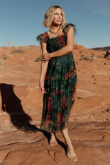 Clementine Tulle Midi Dress | Baltic Born Dark Green Floral