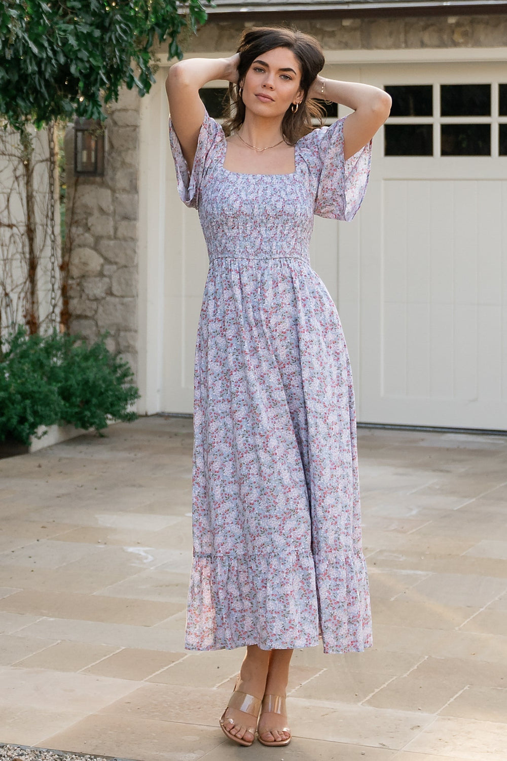 Lyssa Smocked Dress | Baltic Born Dusty Blue Floral