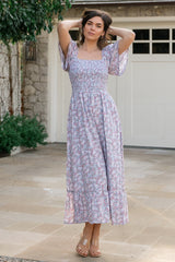 Lyssa Smocked Dress | Baltic Born Dusty Blue Floral