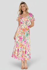Denzel Puff Sleeve Midi Dress | Baltic Born Multi Floral