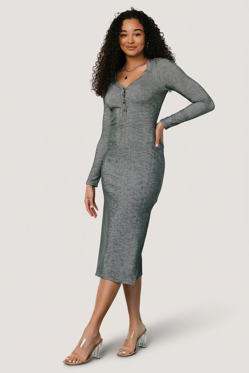 Denver Ribbed Midi Dress | Baltic Born Heathered Jade