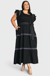 Elisa Embroidered Midi Dress | Baltic Born Black