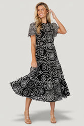 Mirabel Eyelet Midi Dress | Baltic Born Black + White