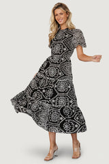 Mirabel Eyelet Midi Dress | Baltic Born Black + White