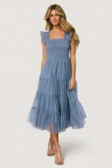Emma Smocked Tulle Dress | Baltic Born Slate Blue