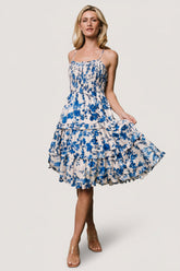 Calina Midi Dress | Baltic Born Ivory + Blue Floral