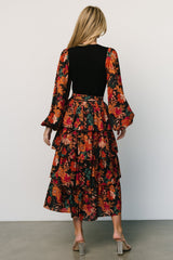 Sylvie Tiered Midi Dress | Baltic Born Black Multi