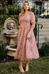 Fabian Jacquard Midi Dress | Baltic Born Mauve + Gold