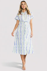 Jimena Midi Dress | Baltic Born Blue + Green Print