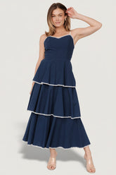 Odette Tiered Dress | Baltic Born Navy + White