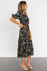 Lena Tiered Midi Dress | Baltic Born Black Multi Floral