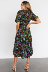 Lena Tiered Midi Dress | Baltic Born Black Multi Floral