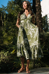 Rosa Midi Dress | Baltic Born Green Print