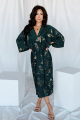 Shaneen Ruched Midi Dress | Baltic Born Jade Floral Shimmer
