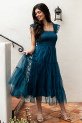 Emma Smocked Tulle Dress | Baltic Born Teal