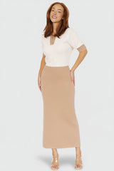 Gwendolyn Collared Midi Dress | Baltic Born Taupe + Off White