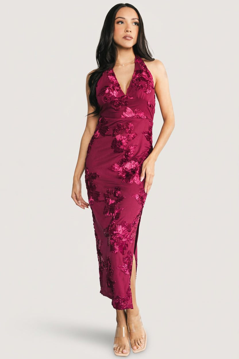 Lacey Halter Midi Dress | Baltic Born Berry Floral