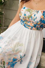 Marceline Midi Dress | Baltic Born White + Blue Floral