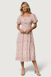 Dorine Midi Dress | Baltic Born Ivory + Blush Floral