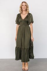 Lovell Smocked Midi Dress | Baltic Born Deep Olive