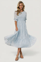 Nellie Smocked Midi Dress | Baltic Born Light Blue