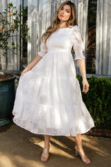 Nellie Smocked Midi Dress | Baltic Born Off White