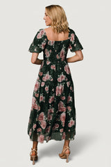 Annabeth Midi Dress | Baltic Born Dark Green + Pink