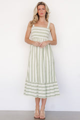 Soren Tie Back Dress | Baltic Born Sage Stripe