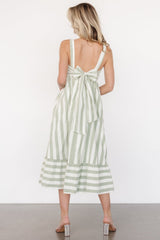 Soren Tie Back Dress | Baltic Born Sage Stripe