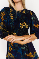 Lena Tiered Midi Dress | Baltic Born Navy + Gold Floral