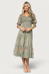 Fabian Jacquard Midi Dress | Baltic Born Eucalyptus + Pink