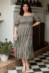 Fabian Jacquard Midi Dress | Baltic Born Eucalyptus + Pink