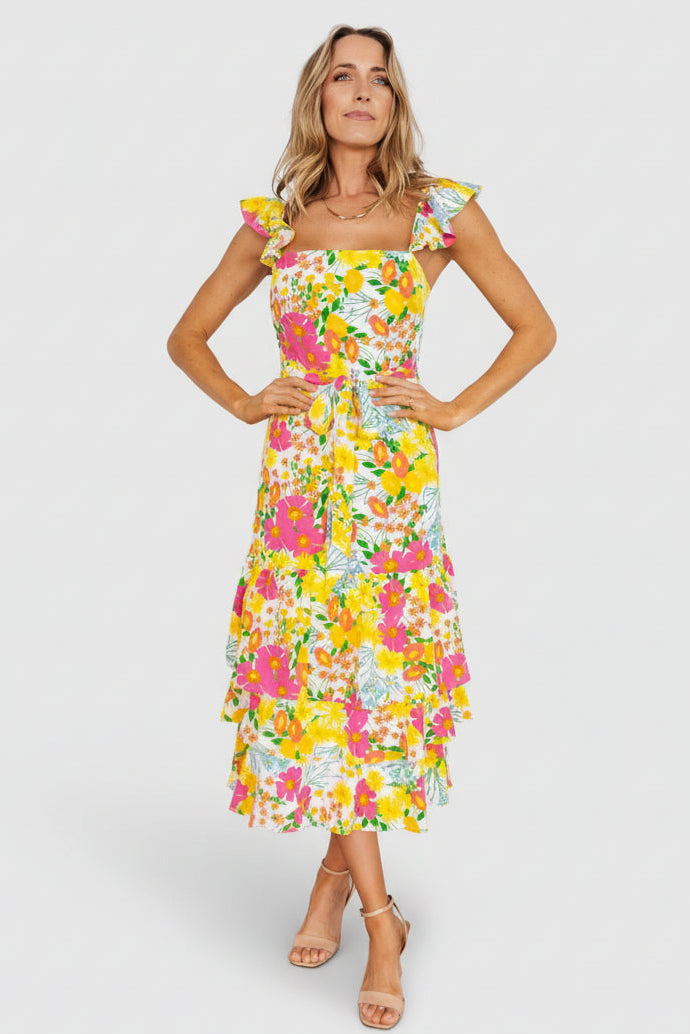 Dani Ruffle Tiered Midi Dress | Baltic Born Multi Floral