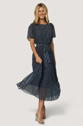 Prim Pleated Dress | Baltic Born Navy Print