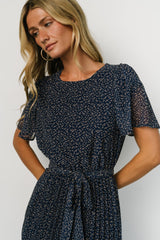 Prim Pleated Dress | Baltic Born Navy Print