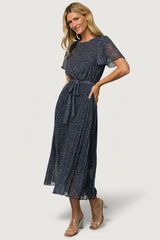 Prim Pleated Dress | Baltic Born Navy Print