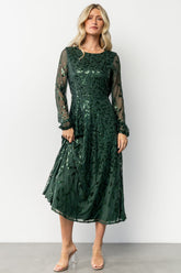 Kalla Sequin Midi Dress | Baltic Born Emerald