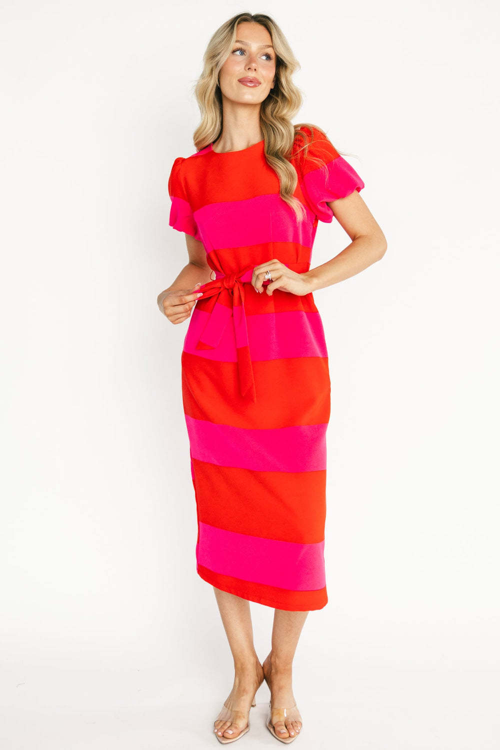 Andi Striped Midi Dress | Baltic Born Red + Pink