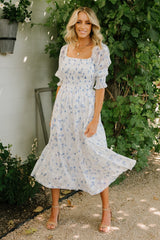 Fabian Jacquard Midi Dress | Baltic Born Blue Floral